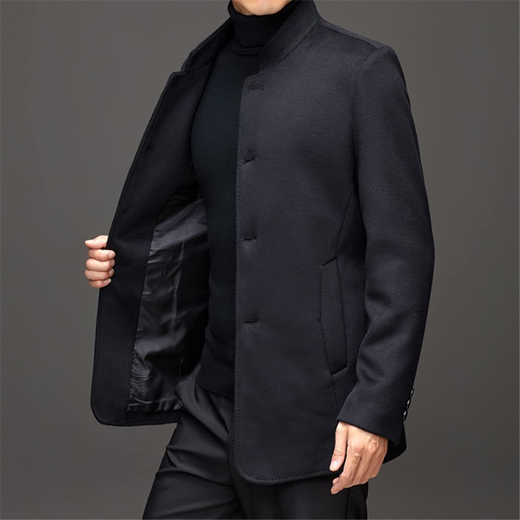 Amazon.com: YMGSCC Men's Woolen Coat Stand-up Collar Single